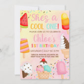 Cool Een 1e, eerste meisje verjaardag popsicle uit Kaart (Voorkant)