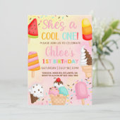 Cool Een 1e, eerste meisje verjaardag popsicle uit Kaart (Staand voorkant)