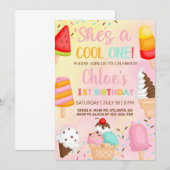 Cool Een 1e, eerste meisje verjaardag popsicle uit Kaart (Voorkant / Achterkant)