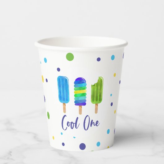 Cool Een 1e verjaardag blauw groen Papieren Bekers (Voorkant)