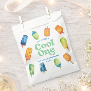 Cool Een Blauw Retro Popsicle 1e Verjaardagsfeest Bedankzakje