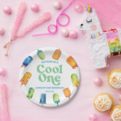 Cool Een Blauw Retro Popsicle 1e Verjaardagsfeest Papieren Bordje (Feest)