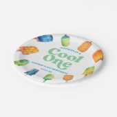 Cool Een Blauw Retro Popsicle 1e Verjaardagsfeest Papieren Bordje (Gekanteld)