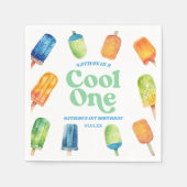 Cool Een Blauw Retro Popsicle 1e Verjaardagsfeest Servet (Voorkant)