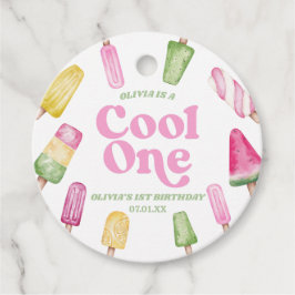 Cool Een Roze Retro Popsicle 1e Verjaardagsfeest Bedankjes Labels