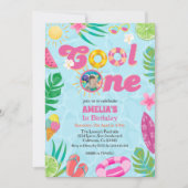 Cool een tropisch zwembad zomer 1e verjaardag kaart (Voorkant)