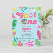 Cool een tropisch zwembad zomer 1e verjaardag kaart (Staand voorkant)
