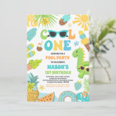 Cool Een Tropische Zomer Strand 1e Verjaardagsfees Kaart (Staand voorkant)