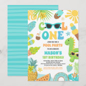 Cool Een Tropische Zomer Strand 1e Verjaardagsfees Kaart (Voorkant / Achterkant)