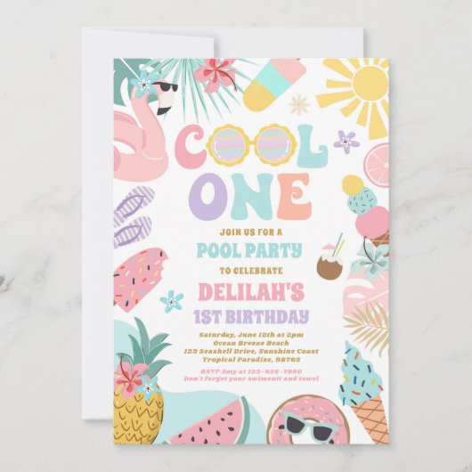 Cool Een Tropische Zomer Strand 1e Verjaardagsfees Kaart (Voorkant)