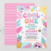 Cool Een Tropische Zomer Strand 1e Verjaardagsfees Kaart (Voorkant / Achterkant)