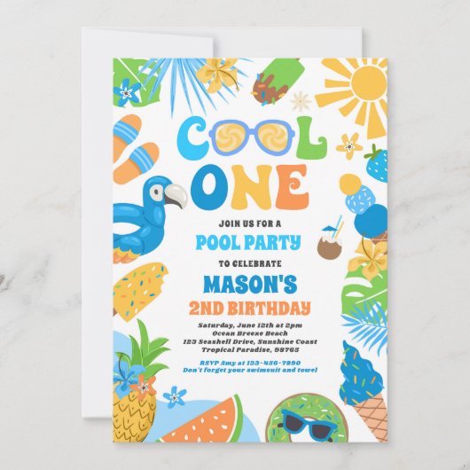 Cool Een Tropische Zomer Strand 1e Verjaardagsfees Kaart (Voorkant)