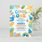 Cool Een Tropische Zomer Strand 1e Verjaardagsfees Kaart (Staand voorkant)