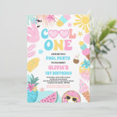 Cool Een Tropische Zomer Strand 1e Verjaardagsfees Kaart (Staand voorkant)