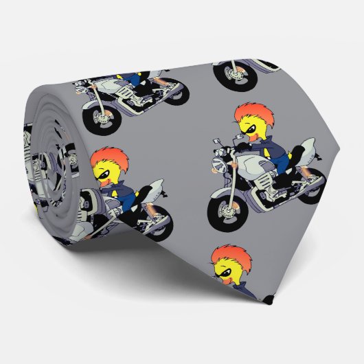 Cool Eend op een Motorfiets Stropdas (Opgerold)