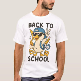 Cool Eend Terug naar School Ontwerp Grappige Carto T-shirt