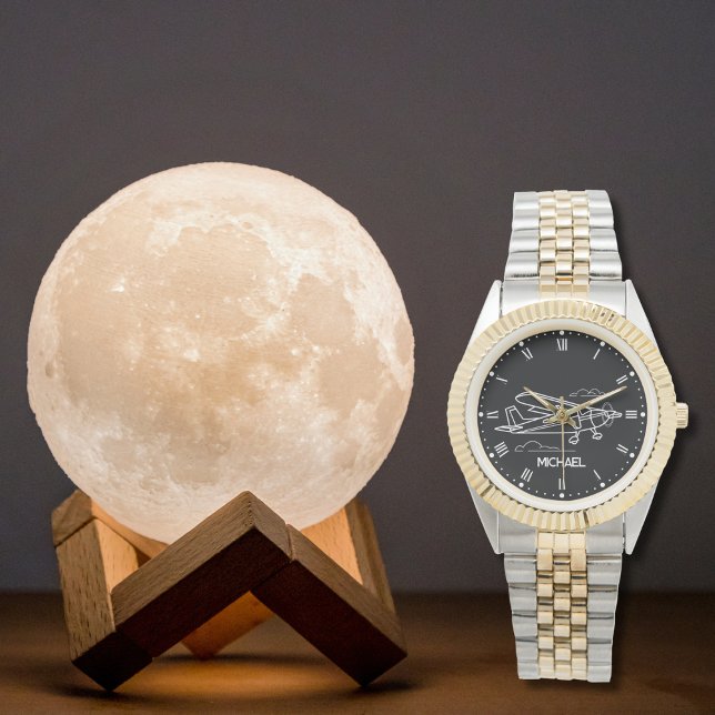 Cool eenvoudig Cessna vliegtuig & wolken, Custom g Horloge (Creator heeft geüpload)