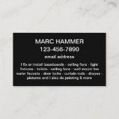 Cool Eenvoudig Handyman Visitekaartjes Design (Achterkant)