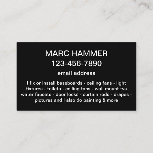 Cool Eenvoudig Handyman Visitekaartjes Design (Achterkant)