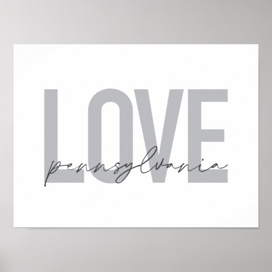 Cool, eenvoudig, modern design Love Pennsylvania Poster (Voorkant)