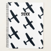 Cool, Eenvoudig Vliegend Vliegtuig, Zwart en Wit Planner (Voorkant)