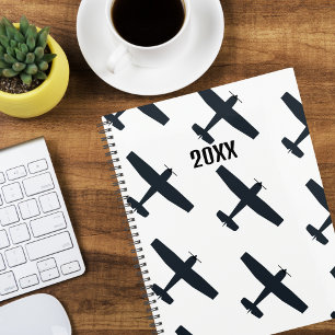 Cool, Eenvoudig Vliegend Vliegtuig, Zwart en Wit Planner