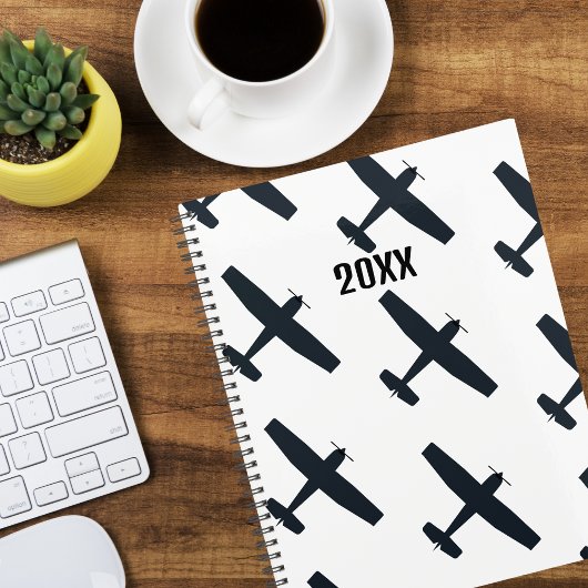 Cool, Eenvoudig Vliegend Vliegtuig, Zwart en Wit Planner