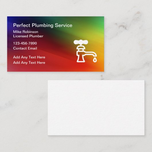 Cool Eenvoudige Loodgieter Service Visitekaartje (Voorkant / Achterkant)