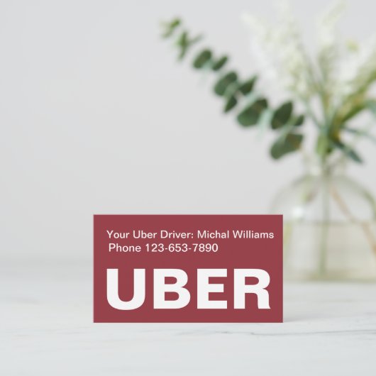 Cool Eenvoudige Uber Driver Ride Hailing Visitekaa Visitekaartje (Staand voorkant)