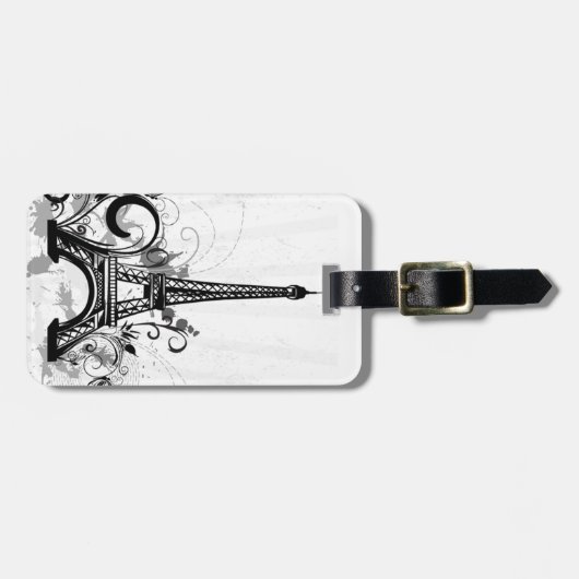 Cool Eiffel Tower zwaait stippen splatters vlinder Bagagelabel (Voorkant horizontaal)