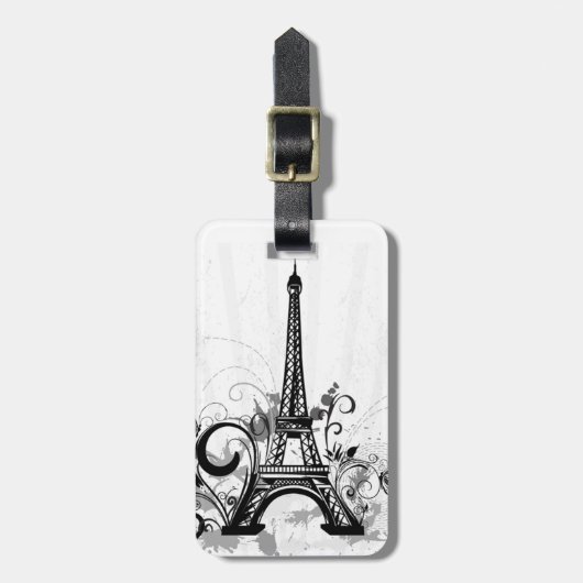 Cool Eiffel Tower zwaait stippen splatters vlinder Bagagelabel (Voorkant verticaal)
