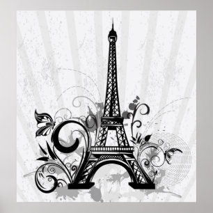 Cool Eiffel Tower zwaait stippen splatters vlinder Poster