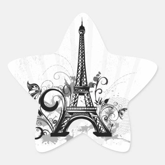 Cool Eiffel Tower zwaait stippen splatters vlinder Ster Sticker (Voorkant)
