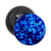 Cool Electric Blue Jellyfish in Deep Blue Zee Button Flesopener (Voorkant)