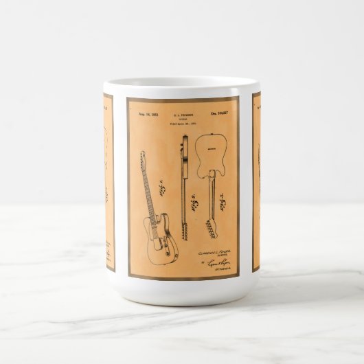 Cool Electric Guitar Patent Retro Art Koffiemok (Center)