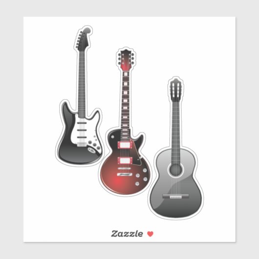 Cool Electric Guitars for Music Lovers Art Sticker (Vel)