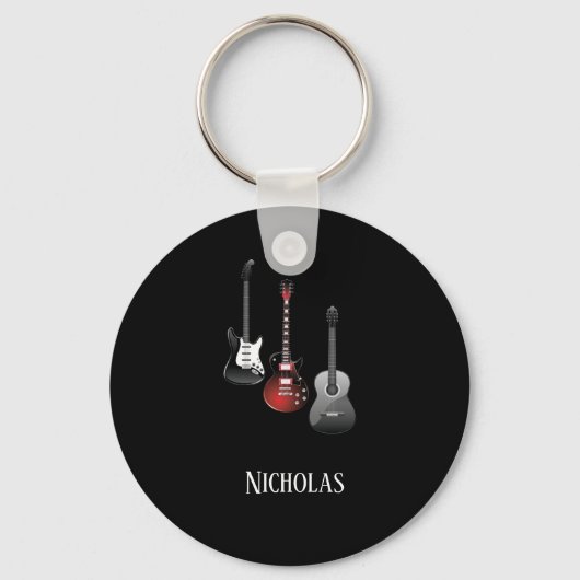 Cool Electric Guitars for Music Lovers Custom Gift Sleutelhanger (Achterkant)