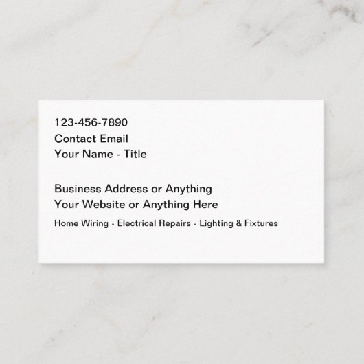 Cool Electrician Services Modern Visitekaartje (Achterkant)