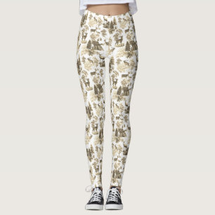 Cool Elegant Beige Herten Frans Toile Leggings
