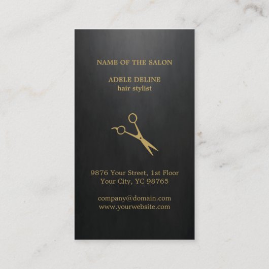 Cool Elegant Black Gold Scissor Appointment Card Afsprakenkaartje (Achterkant)