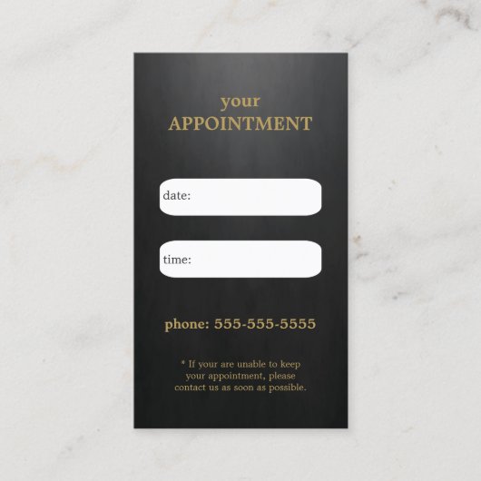 Cool Elegant Black Gold Scissor Appointment Card Afsprakenkaartje (Voorkant)