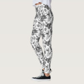 Cool Elegant Black White Deer French Toile Leggings (Links)