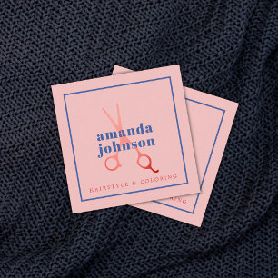 Cool Elegant Blauw Roos Schaar Haarstylist Vierkante Visitekaartje