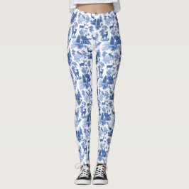 Cool Elegant Blue Deer French Toile Leggings