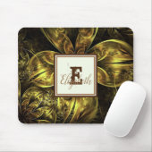 Cool Elegant Gold Floral, Monogram Muismat (Met muis)