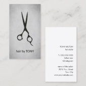 Cool Elegant Grey Black Scissors Hairstylist Visitekaartje (Voorkant / Achterkant)