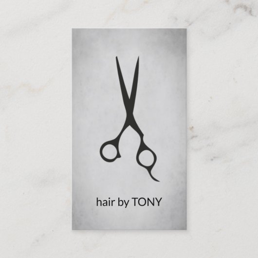 Cool Elegant Grey Black Scissors Hairstylist Visitekaartje (Voorkant)