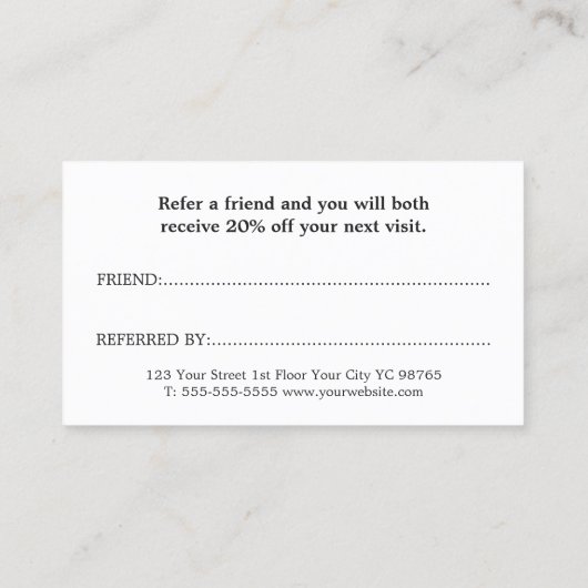 Cool Elegant Grijs Golden Beauty Salon Aanbevelingskaartje (Achterkant)