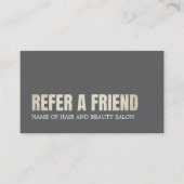 Cool Elegant Grijs Golden Beauty Salon Aanbevelingskaartje (Voorkant)