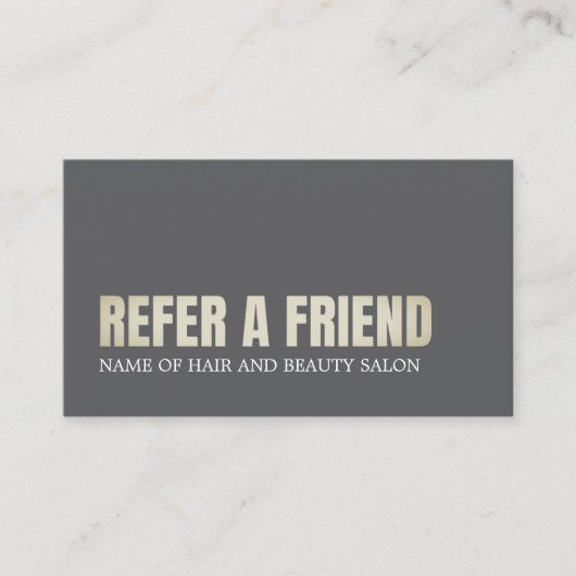 Cool Elegant Grijs Golden Beauty Salon Aanbevelingskaartje (Voorkant)
